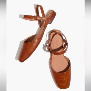 Madewell 9 The Jeanne Slingback Flats English Saddle Embossed Square Toe